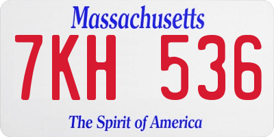 MA license plate 7KH536