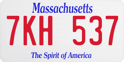 MA license plate 7KH537