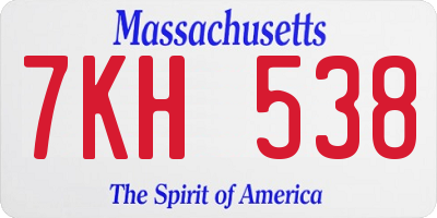 MA license plate 7KH538