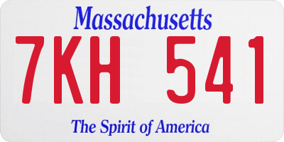 MA license plate 7KH541