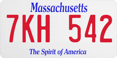 MA license plate 7KH542