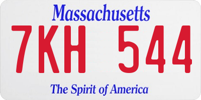 MA license plate 7KH544