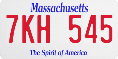 MA license plate 7KH545