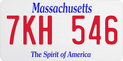 MA license plate 7KH546