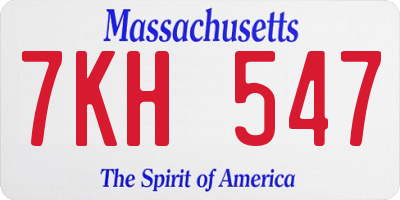 MA license plate 7KH547