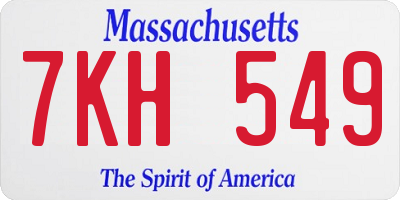 MA license plate 7KH549