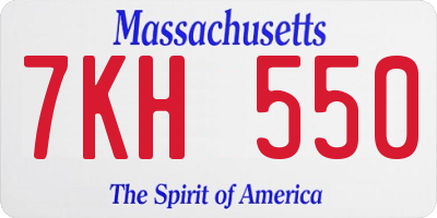MA license plate 7KH550