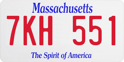 MA license plate 7KH551