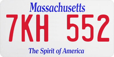 MA license plate 7KH552