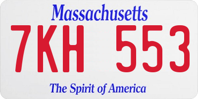 MA license plate 7KH553