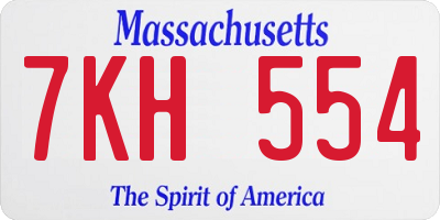MA license plate 7KH554