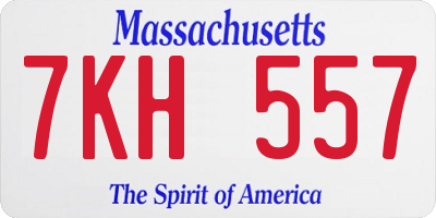 MA license plate 7KH557