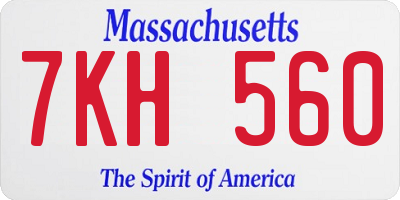 MA license plate 7KH560