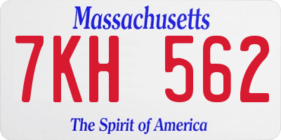 MA license plate 7KH562