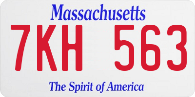 MA license plate 7KH563