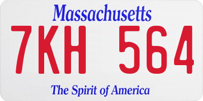 MA license plate 7KH564