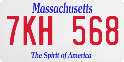 MA license plate 7KH568