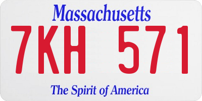 MA license plate 7KH571