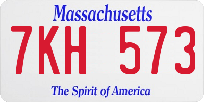 MA license plate 7KH573