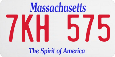 MA license plate 7KH575