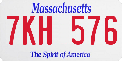 MA license plate 7KH576
