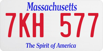 MA license plate 7KH577