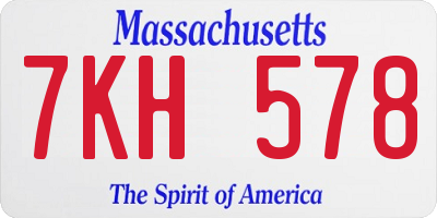 MA license plate 7KH578