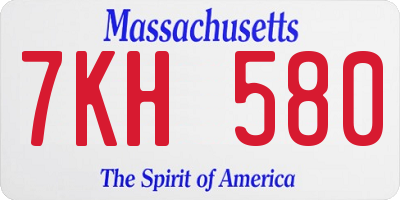 MA license plate 7KH580