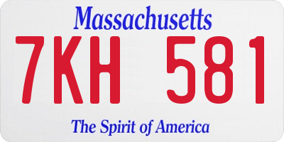 MA license plate 7KH581