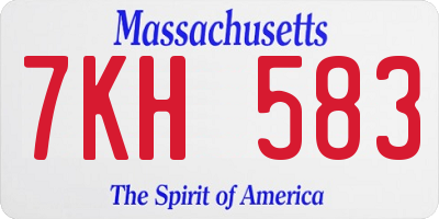 MA license plate 7KH583