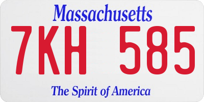 MA license plate 7KH585