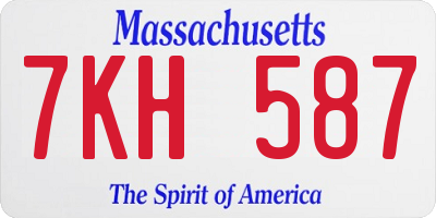 MA license plate 7KH587