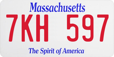 MA license plate 7KH597