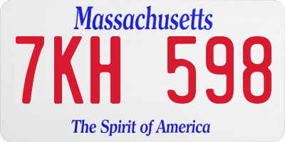 MA license plate 7KH598