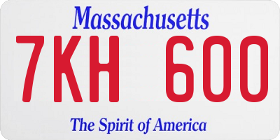 MA license plate 7KH600