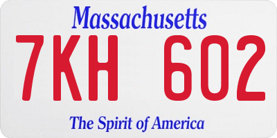 MA license plate 7KH602