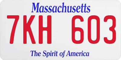 MA license plate 7KH603