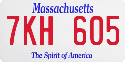 MA license plate 7KH605