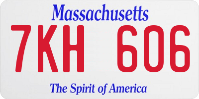 MA license plate 7KH606