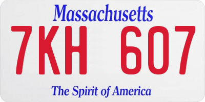 MA license plate 7KH607
