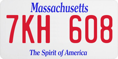 MA license plate 7KH608