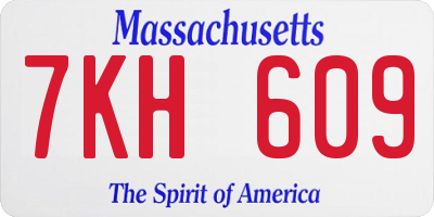 MA license plate 7KH609