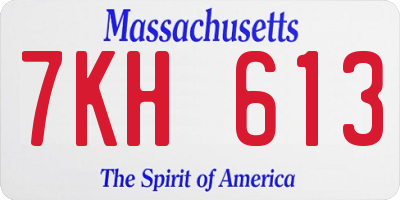 MA license plate 7KH613