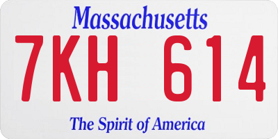 MA license plate 7KH614