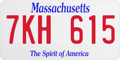 MA license plate 7KH615