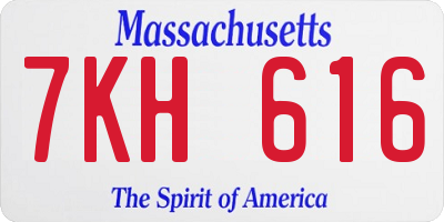 MA license plate 7KH616