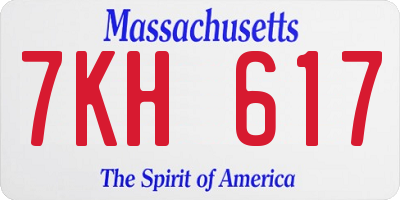 MA license plate 7KH617