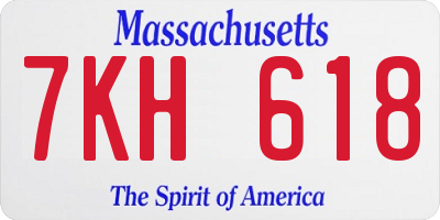 MA license plate 7KH618