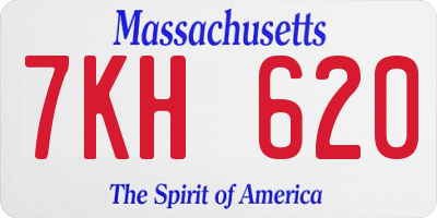 MA license plate 7KH620