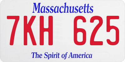 MA license plate 7KH625
